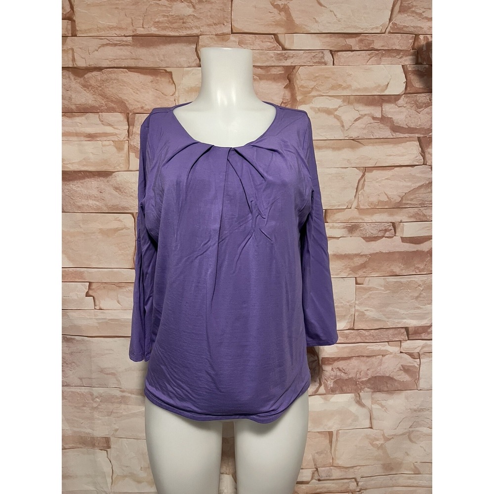 Talbots Womens 3/4 Sleeves Purple Top  Sz  Medium Stretch